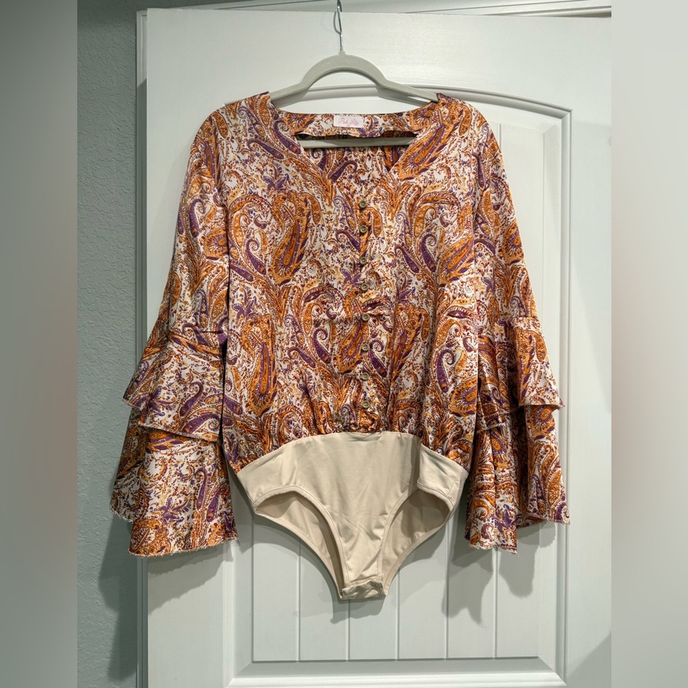Pink Lily Paisley Bodysuit